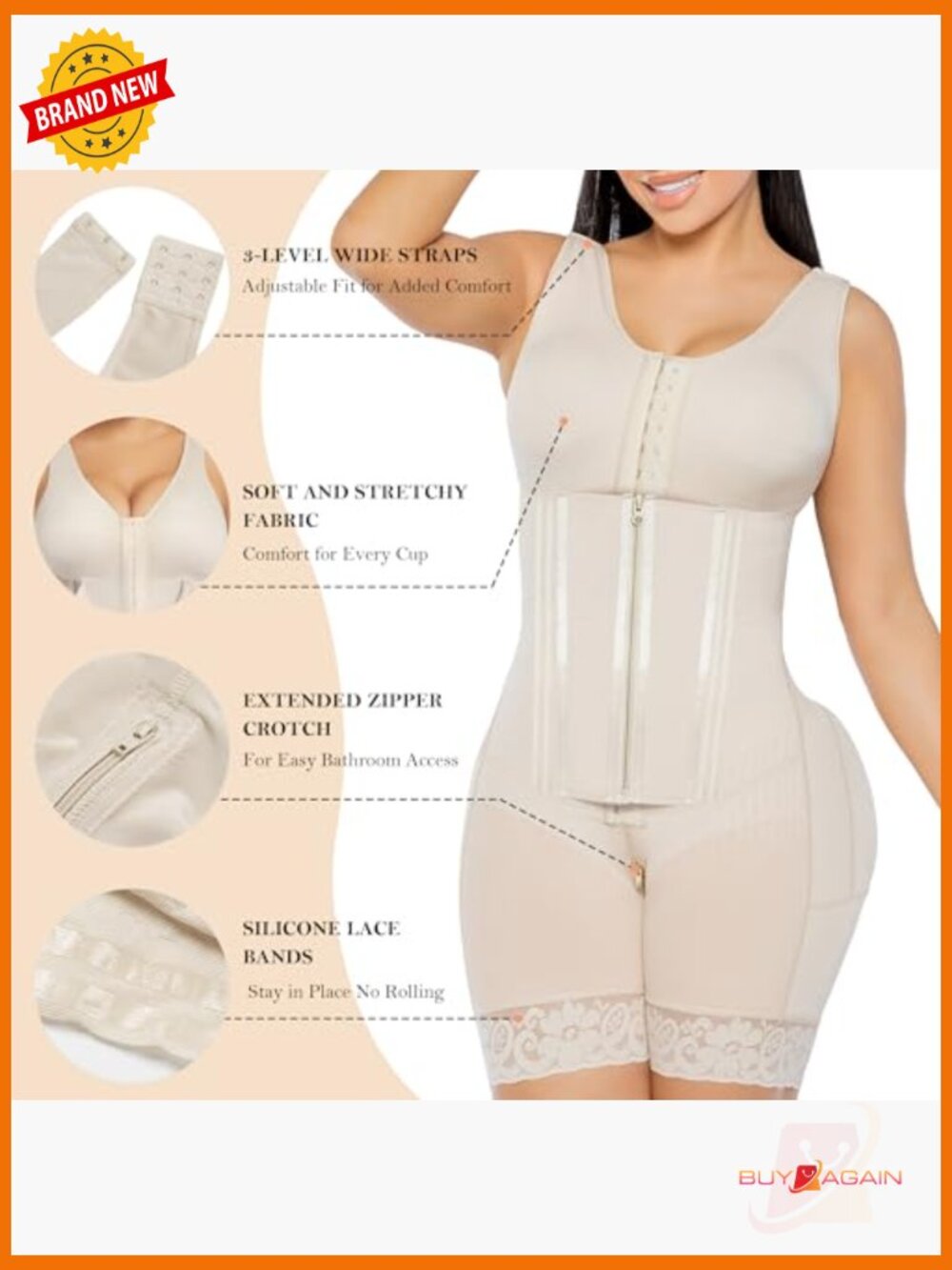 Fajas Colombianas Shapewear Bodysuit Tummy Control Body Shaper Post Surgery - Picture 4 of 7